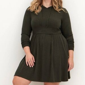 torrid Olive Green Long Sleeve Hoodie Dress